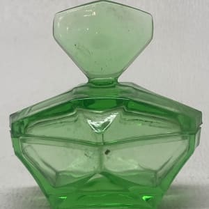 Emerald green perfume covered powder dish 