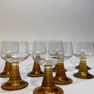 German Rhein Roemer port amber stem glasses 