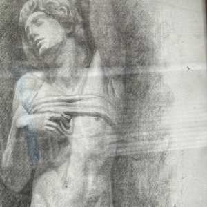 Framed original male nude figure 