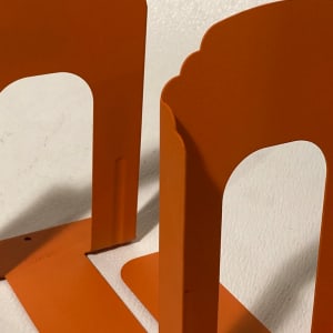 Post modern metal power coated ORANGE bookends 