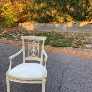 detail carved painted traditional arm chair 