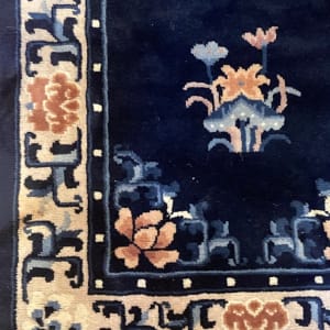 Vintage cobalt wool Chinese rug 