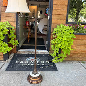 1930's bridge lamp with copper finish, Image 3.