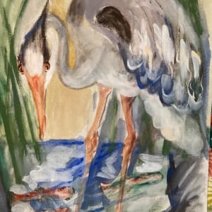 framed Elizabeth Grant  watercolor Heron 