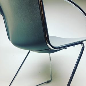 Set of 3 Steelcase chrome stacking chairs 