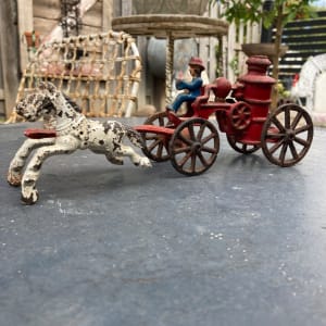 Arcade cast iron horse drawn fire cart 