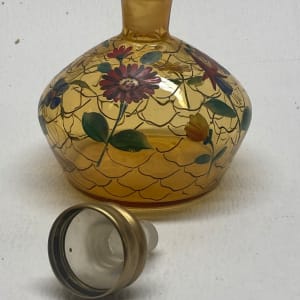 Art Deco hand painted floral perfume bottle with stopper by Perfume