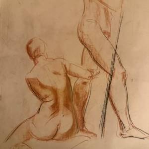 framed figural nude figural couple 