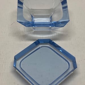 Art Deco ice berg blue geometric perfume ring dish 