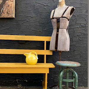 primitive painted bench with back 