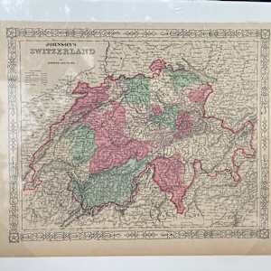 SHRINKWRAPPED early 1864 map of Switzerland 