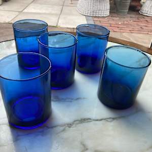 set of 4 large cobalt tumblers 