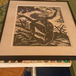 Figural lino cut with crosses, Image 2.