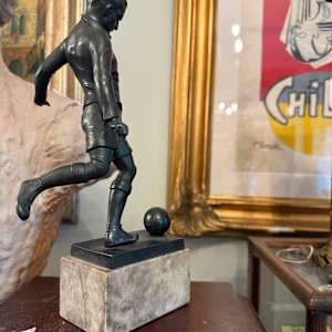 Soccer sculpture on marble base, Image 2.