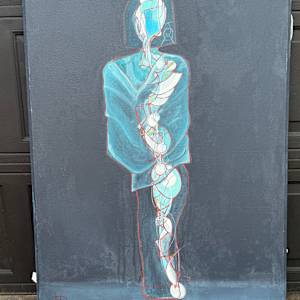 Abstract  blue figure with dark back ground 