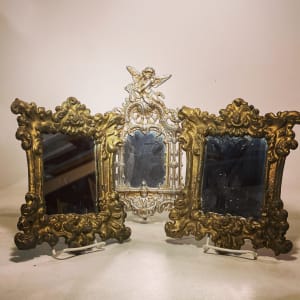 Ornate Victorian iron mirror 