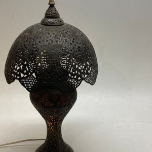 Original period Turkish pierced metal table lamp 