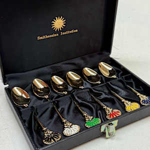 Set of enameled spoons