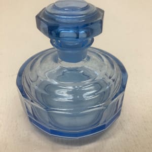 Ice berg blue covered art deco perfume powder dish 