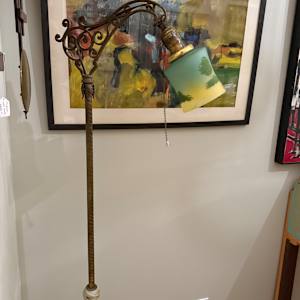 Bridge floor lamp with hand painted shade 