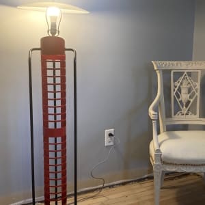 Pair of metal post modern floor lamps 