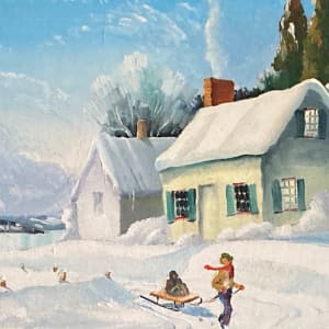 original painting of home in the winter 