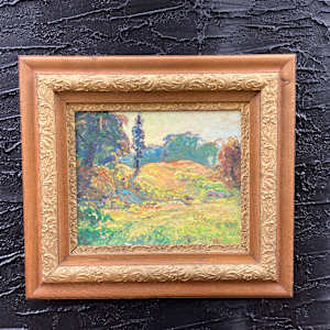 Carl G.T. Olson original painting on board fall field and trees  #24 