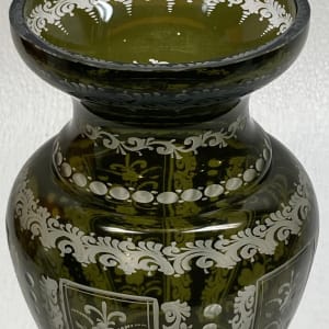 Bohemeian etched to clear vase 
