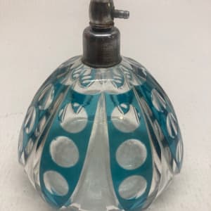 turquoise cut to clear perfume bottle 