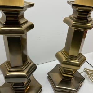 Pair of Paul Hanson brass table lamps 