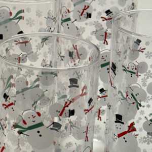 set of 6 snow man CORO glasses 