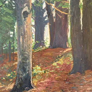 Carl G. T. Olson original oil painting on board forest SD7