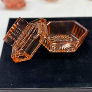 Art Deco pink perfume powder dish 