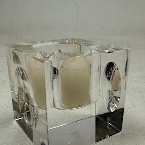 Oleg Cassini cut glass candle stick 