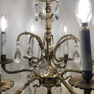 Spanish brass and crystal chandelier 