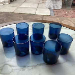 set of 8 small cobalt tumblers 