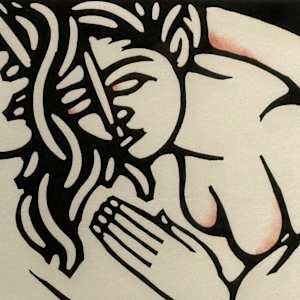 framed lino cut figural images 