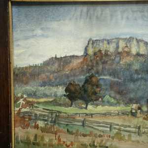 Original watercolor of mountain landscape 