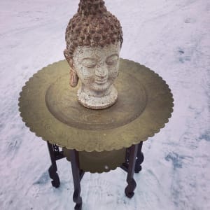 Vintage Asian brass table with folding legs 