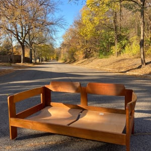 Danish teak love seat 