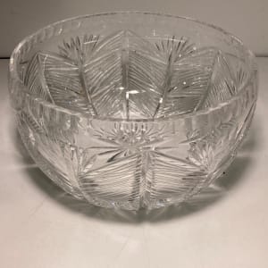 vintage cut glass bowl with pine needle pattern 