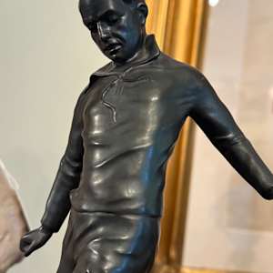 Soccer sculpture on marble base, Image 3.