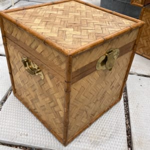 Pair of Woven boxes with brass handles 