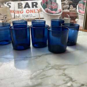 set of 8 small cobalt tumblers 