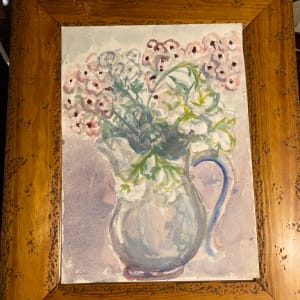 Unframed Elizabeth Grant watercolor vase with flowers 