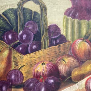 Primitive original painting on canvas of plums 