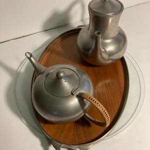 vintage mcm Pewter tea set 