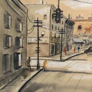 framed street scene watercolor, Image 2.