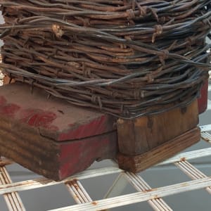 Home made vintage barbed wire table lamp 