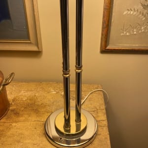 Post modern chrome and brass table lamp 